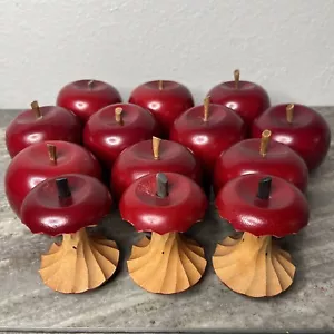 13 Apple Lot Hand Carved Wooden Wood American Folk Art Farmhouse Red - Picture 1 of 6