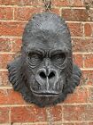 Stone Garden Large Detailed Gorilla Ape Head Wall Hanging Plaque Ornament