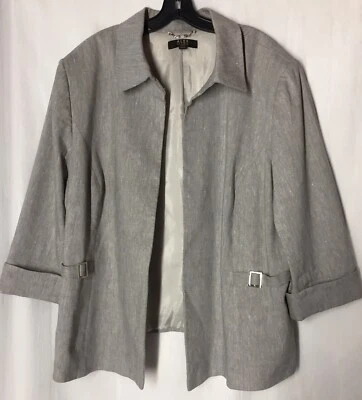 Blazer feminino Alex Marie 24 plus feminino azul forrado punho enrolado alça lateral - Imagem 1 de 4