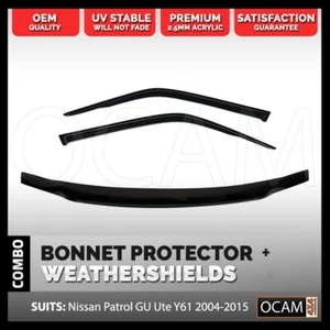 Bonnet Protector, Weathershields For Nissan Patrol GU UTE 2006 - 15 Visors - Picture 1 of 12