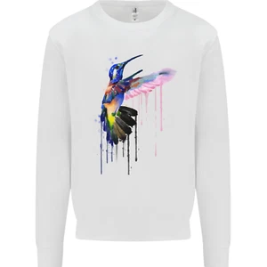 A Hummingbird Watercolour Bird Kids Sweatshirt Jumper - Picture 1 of 3