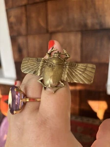 Aunt Elza’s Large Scarab Ring Antique Magical Fortune Teller Heirloom Size 10 - Picture 1 of 8