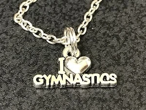 Gymnastics I Love Charm Tibetan Silver 18" Necklace - Picture 1 of 1