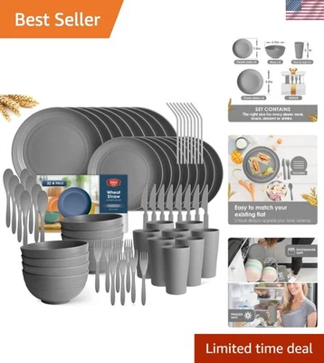 Unbreakable and Lightweight 32-Piece Dinnerware for All Occasions in Grey - Image 1 of 4
