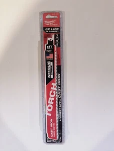 Milwaukee 48-00-5362 Torch 9in Carbide Teeth Metal Reciprocating Saw Blade3-Pack - Picture 1 of 3