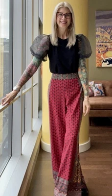 Alice + Olivia Athena Wide Leg Pants – Pattern Mix – Size 6, Special Occasion - Image 1 of 4