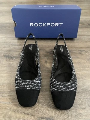Zapatos Rockport Sagey Slingback Pump Tweed para mujer 8,5 negros con puntera Foto 1 de 4