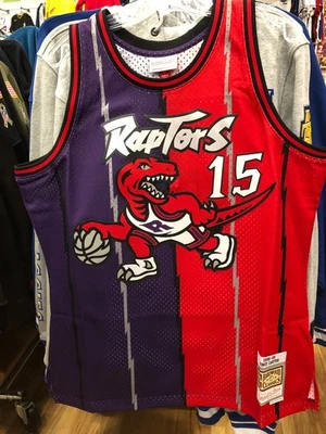 VINCE CARTERS NBA Jersey  Toronto Raptors MENS MITCHELL & NESS RED/PURPLE SPLIT - Image 1 of 4