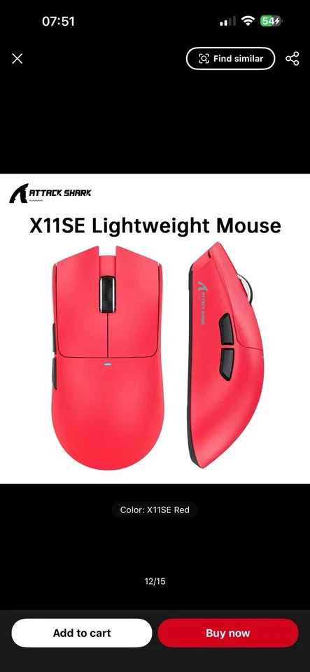 ATTACK SHARK X11SE Wireless Gaming Mouse, 63g Superlight PixArt PAW3311 Sensor - Image 1 of 1