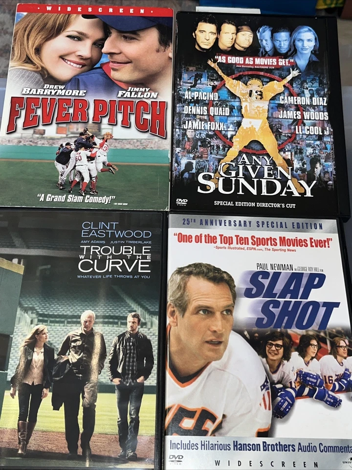 4 Dvd Sports Movies Fever Pitch Any Given Sunday Slap Shot Trouble With The Curv - Image 1 of 1