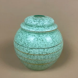 Lámpara de techo de vidrio verde colgante pantalla oro moteado Art Deco vintage - Imagen 1 de 11