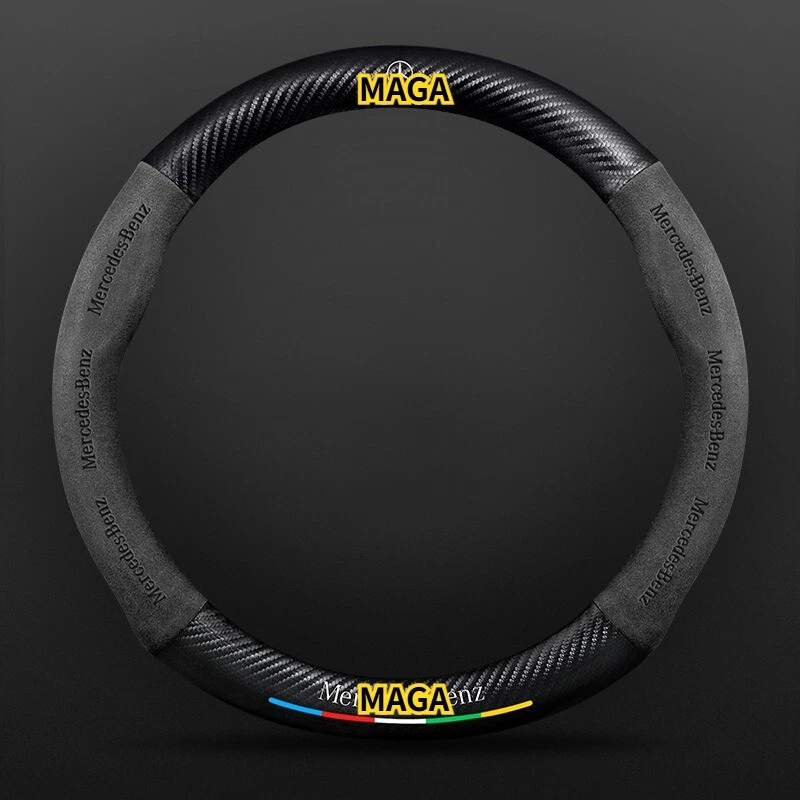 15" Steering Wheel Cover Leather For Mercedes-Benz Black New Foto 1 de 1