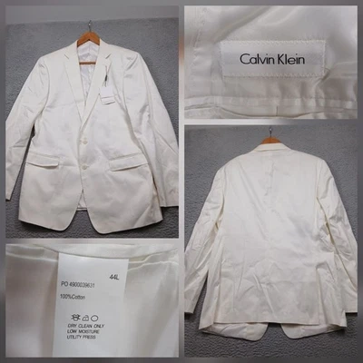 Chaqueta Blazer Calvin Klein Para Hombre 44L Algodón Blanco Dos Botones Nueva Con Etiquetas Foto 1 de 4