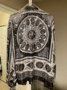 Crème De Silk Baroque Silk Metallic Dress Shirt Vintage 3XL Greek Theme - Picture 1 of 2