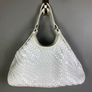 Cole Haan Schultertasche Wicker Mobwife Woven Weiß Carryall Top Handle Lack - Bild 1 von 16