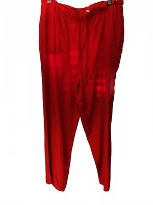 Vintage 1990's Y2K  Liz Claiborne Red Silk Pants with tie waist Size Large - Image 1 of 4