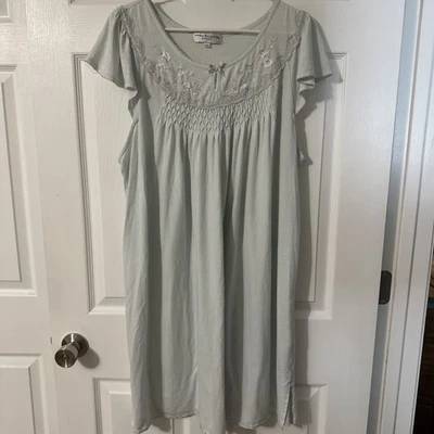 Camisón Miss Elaine Mujer Verde Claro Bordado Manga Corta Talla 1X Foto 1 de 4