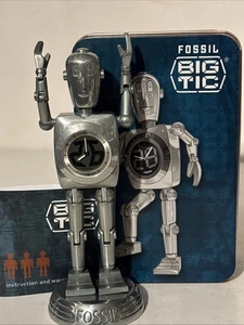 Fossil Stan BIG TIC  Robot Man  Clock Rare Vintage Tin Instructions Working - Picture 1 of 20