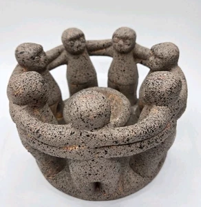 Circle of Friends Candle Holder Seven (7) Friends Mexican Folk Art Pottery 1999 - Picture 1 of 11