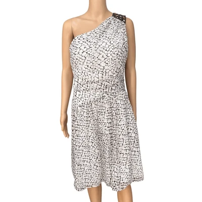 Max & Cleo one shoulder Chiffon Dress Size 12 Lined beaded shoulder detail - Image 1 of 4