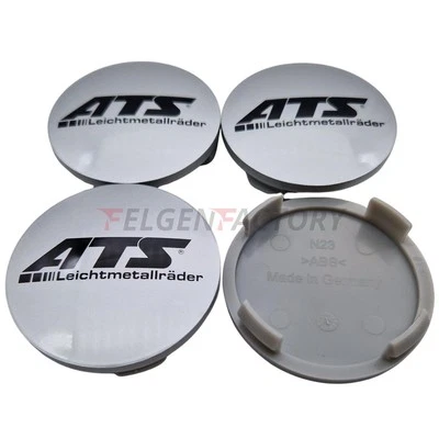 4X ATS Nabendeckel 60mm Silber (N23) Logo Schwarz (ATD) - Original Felgendeck... - Bild 1 von 4