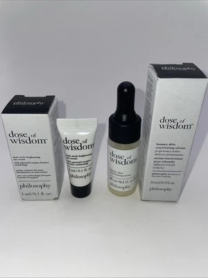 Philosophy Dose Of Wisdom Skin Serum .3oz & Bright Eye Cream .1oz Samples Minis — 第 1/3 张图片