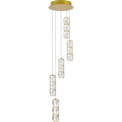 Colgante Maklaine Moderno 5 Luces Cristal Corte Real LED en Oro Foto 1 de 4