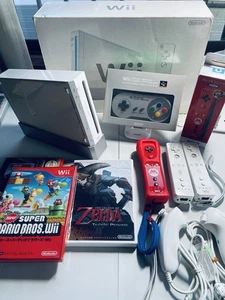 Nintendo Wii Console Set Japan Tested Mario 2 Games Remote Classic Controller - Picture 1 of 22