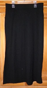 SHEIN WOMENS SIZE L FITS LIKE M BLACK TEXTURED HIGH WAIST PULL ON STRAIGHT SKIRT - Picture 1 of 2