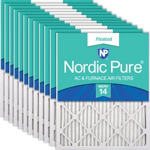 Nordic Pure 15x20x1 (14 1/2 x 19 1/2 x 3/4) Pleated MERV 14 Air Filters 12 Pack - Picture 1 of 7