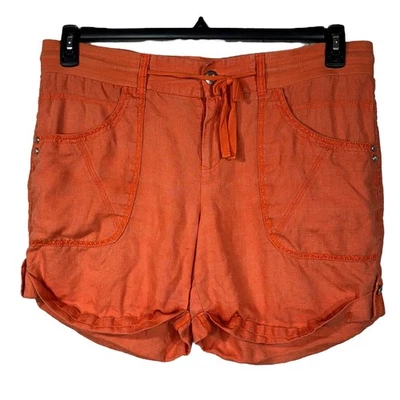 Pantalones Cortos INC TALLA 14 de Lino Bolsillos con Puños Tiro Medio Cremallera-Vuela Cordón Cintura Elástica Foto 1 de 4