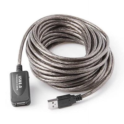 25Ft USB 2.0 Extension Repeater Cable Signal Booster A Male To A Female Silver - Image 1 of 4