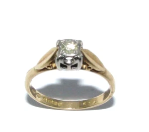 Anillo De Compromiso Vintage De 18 Quilates De Oro Y Diamantes Talla N - Imagen 1 de 7