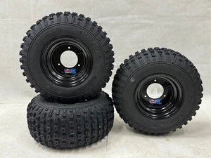 Honda ATC 70 DWT Black Front and Rear Wheels Rims Sunf A011 Trails XC Tires 16" - Picture 1 of 6