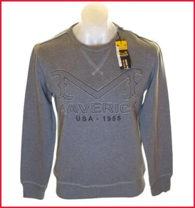 Bnwt Authentic Mens Wrangler Vintage Maverick Jumper Sweatshirt Sweater Grey New - Picture 1 of 2