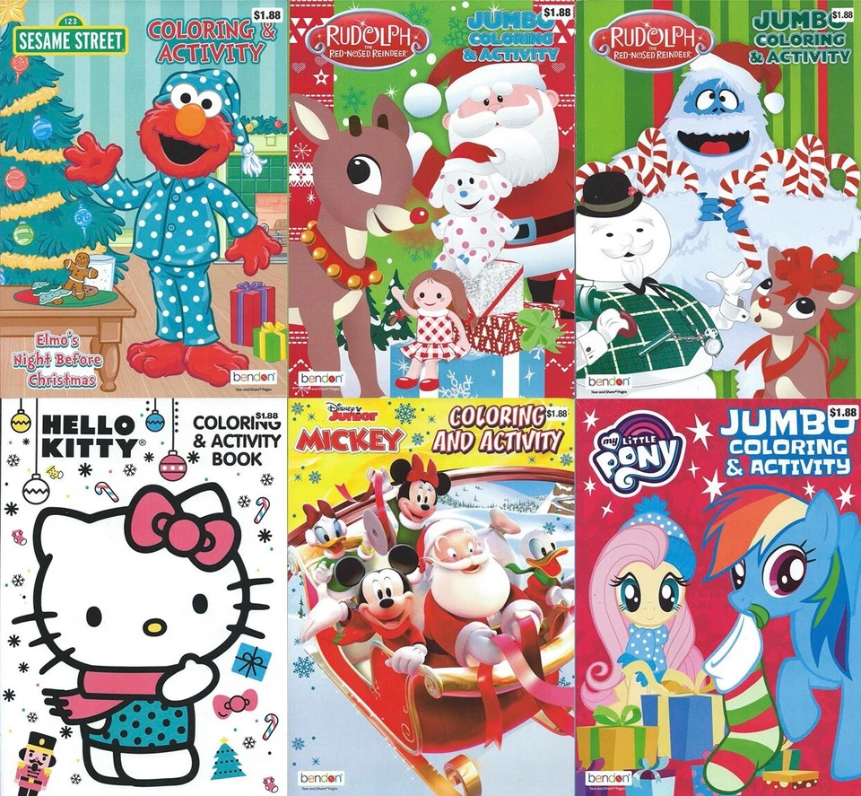 Lot of 6 Coloring Books Christmas Disney Mickey & More Children Boy Girl Kids — 第 1/1 张图片