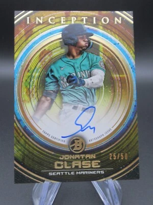 2022 Bowman Inception Jonatan Clase Gold Foil /50 On Card Auto Mariners Prospect - Image 1 of 2