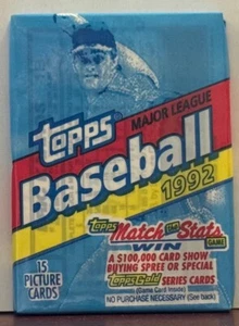 💥 1992 Topps Baseball Wax Pack Sealed Ungeöffnet Sharp Clean, 1st Gold Cards! 💥 - Bild 1 von 1