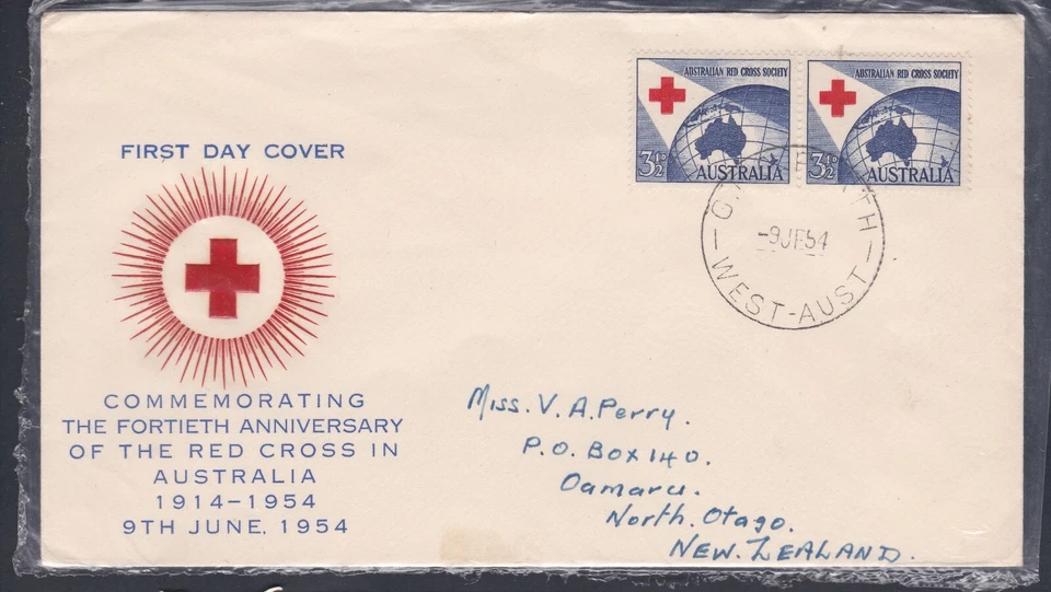 1954 40 Aniversario Cruz Roja Sello Pre-Decimal Wesley Primer Día Cubierta #54.21 Foto 1 de 1