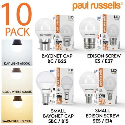 10 X LED 40W Golf Ball Mini Globe Bulb Warm Cool White Day Light B22 B15 E27 E14 - Image 1 of 4
