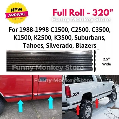 Black Chrome Side Body Trim Molding 1988-1998 Chevy C K GMC Tahoe Pickup Truck Foto 1 de 4