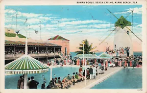 VINTAGE MIAMI BEACH FL FLORIDA POSTKARTE RÖMISCHE POOLS BEACH CASINO 1929 053123 S - Bild 1 von 2