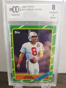 1986 Topps #374 Steve Young San Francisco 49ers HOF BCCG 8 NM-MT Rookie RC - Picture 1 of 4