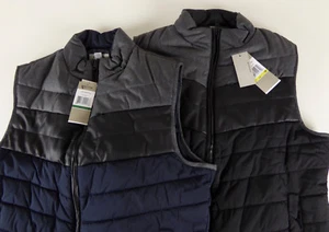 Kenneth Cole Reaction Colorblock Quilted Puffer Vest Faux Leather Trim NWT $129 - Picture 1 of 13