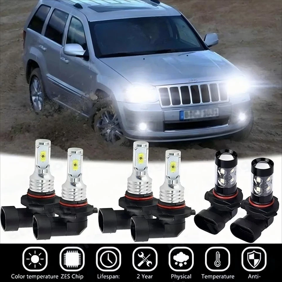 Faro LED haz alto/bajo + kit de faros antiniebla para Jeep Grand Cherokee 2005-2010 Foto 1 de 4