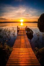 Sunset Over The Fishing Pier At Finland Lake Photo Laminated Poster 24x36
