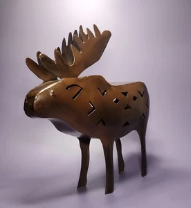 Escultura de alce arte en metal - decoración rústica decorativa de vida silvestre (9"x9"x3") - Imagen 1 de 12
