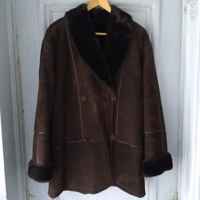 Talbots Womens Genuine Suede Coat Brown Large - Image 1 of 4