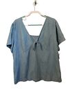 Old Navy Chambray Knot Front Smocked Back Short Sleeve Top Size XXL