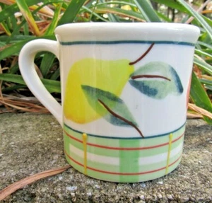 HARTSTONE POTTERY Citrus Plaid COFFEE MUG - lemon orange lime - Picture 1 of 3
